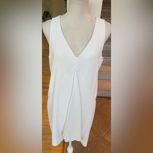 Trina Turk Cream/Winter White V-Neck Dress With Draping - Size Large